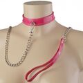 Ошейник яркий с поводком, pink 