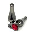 Анальная пробка танго чёрный металл с красным кристаллом, S 