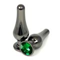 Анальная пробка танго чёрный металл с зелёным кристаллом, S 