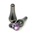 Анальная пробка танго чёрный металл с фиолетовым кристаллом, L 