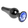 Анальная пробка танго чёрный металл с синим кристаллом, M 
