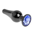 Анальная пробка танго чёрный металл с синим кристаллом, S 