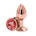 Анальная пробка розовое золото с красным кристаллом, S 