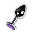 Анальная пробка серебряный металл с фиолетовым кристаллом, S 