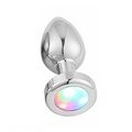 Анальная пробка серебряная светящаяся, S 
