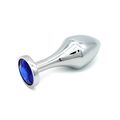 Анальная пробка с удлиненной ножкой и синим кристаллом, M 