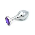 Анальная пробка с удлиненной ножкой и фиолетовым кристаллом, M 
