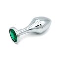 Анальная пробка с удлиненной ножкой и зелёным кристаллом, M 