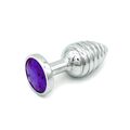 Анальная рельефная пробка с фиолетовым кристаллом, S 