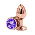 Анальная пробка розовое золото с фиолетовым кристаллом, M 