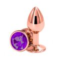 Анальная пробка розовое золото с фиолетовым кристаллом, L 