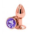 Анальная пробка розовое золото с фиолетовым кристаллом, S 