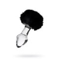 Анальная стеклянная пробка с черным хвостиком Sexus Glass 