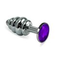 Анальная рельефная пробка с фиолетовым кристаллом, M 