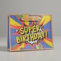 Пакет крафтовый "Super birthday", 15 × 12 × 5,5 см 