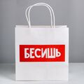 Пакет подарочный «Бесишь», 22 × 22 × 11 см 