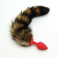 Анальная пробка силикон с хвостом енота, M 