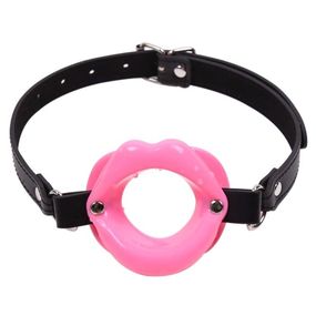 Кляп-кольцо для минета в виде губ Lips Pink, Цвет: Чёрный/Розовый 