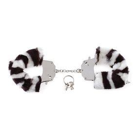 Наручники с мехом «Зебра» Furry Love Cuffs, Цвет: Чёрный/Белый 