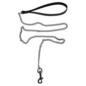 Поводок кожаный с металлической цепью, 8 см 