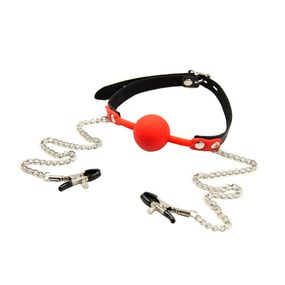 Кляп-шар с зажимами, диаметр 35 мм 