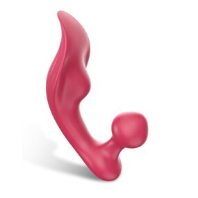 Уценка. Клиторальный вибратор с вагинальным стимулятором Chomper Red 