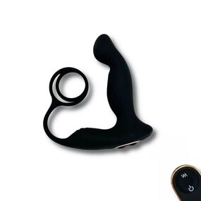 Вибромассажёр простаты с двойным эрекционным кольцом "Virgil-RCT" с пультом 