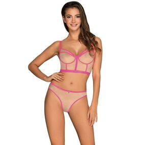 Комплект чёрно-розовый "Nudelia", S/M, Размер: S/M, Цвет: Розовый 