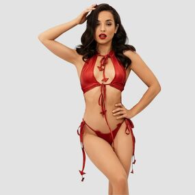 Костюм блестящий красный, S/M 