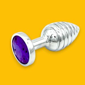 Уценка. ⚠️ Анальная рельефная пробка с фиолетовым кристаллом, S 