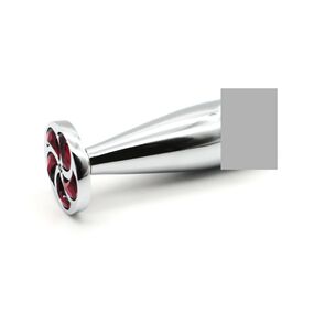 Анальная пробка удлинённая  с красным кристаллом, M, Цвет: Серебряный/Красный 