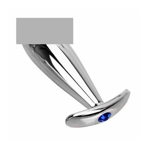 Анальная пробка с реалистичной головкой, синий кристалл, Цвет: Серебряный/Синий 