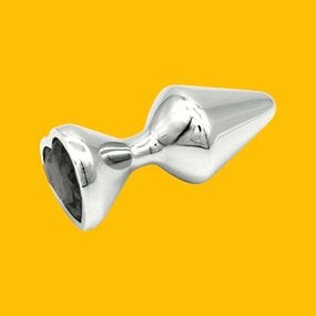 Уценка ⚠️ Анальная пробка с удлиненной ножкой и чёрным кристаллом, сердце, S 