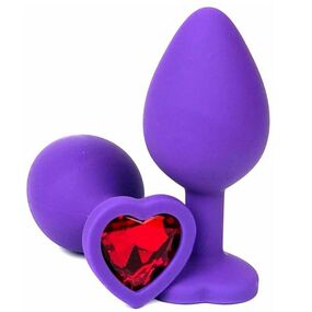 Анальная силиконовая пробка с красным кристаллом, M 