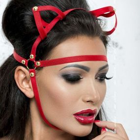 Маска с ушками из лент, красная (One Size), Цвет: Красный 