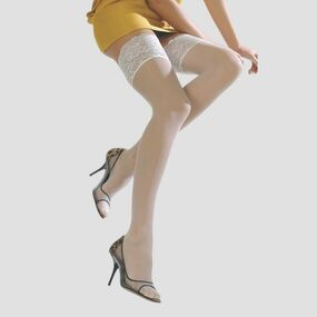 Чулки белые с кружевной резинкой "Silca Mistery", 1 