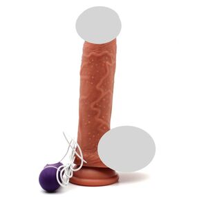 Фаллоимитатор с вибрацией и выносным пультом управления Dual Layer №11 