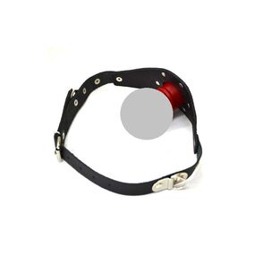 Кляп с красной пробкой-фаллоимитатором, Цвет: Чёрный/Красный 