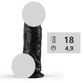 Фаллоимитатор с красной головкой на присоске №395500, Цвет: Чёрный/Красный 