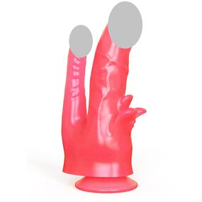 Двойной фаллоимитатор на присоске №214900, Цвет: Розовый 