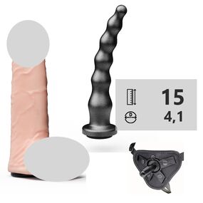 Страпон Best Uni Strap с 2 насадками и универсальным креплением 