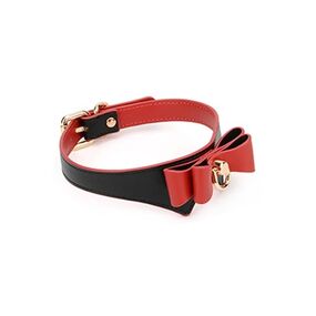 Ошейник с поводком «Бантик», черный/красный, Цвет: Чёрный/Красный 