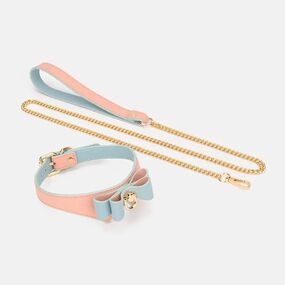 Ошейник с поводком «Бантик», розовый/голубой, Цвет: Розовый/Голубой 