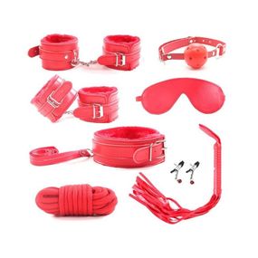 Набор BDSM, 8 предметов, Цвет: Красный 