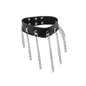 Ошейник с цепочками, эко-кожа 
