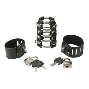 Оковы на член с ремешками и кольцами 
