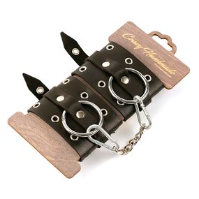 Наручники с люверсами из натуральной кожи Однослойные 