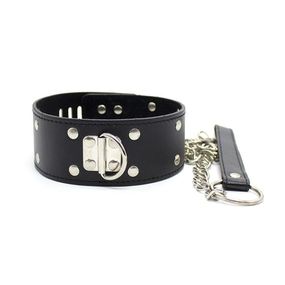 Ошейник с клепками и поводком Collar, эко-кожа 