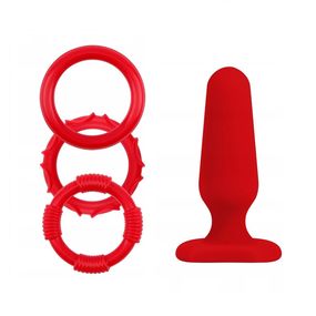 Набор: втулка анальная и 3 эрекционных кольца 
