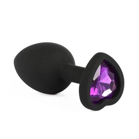 Анальная пробка чёрная с фиолетовым кристаллом, L, Цвет: Чёрный/Фиолетовый 